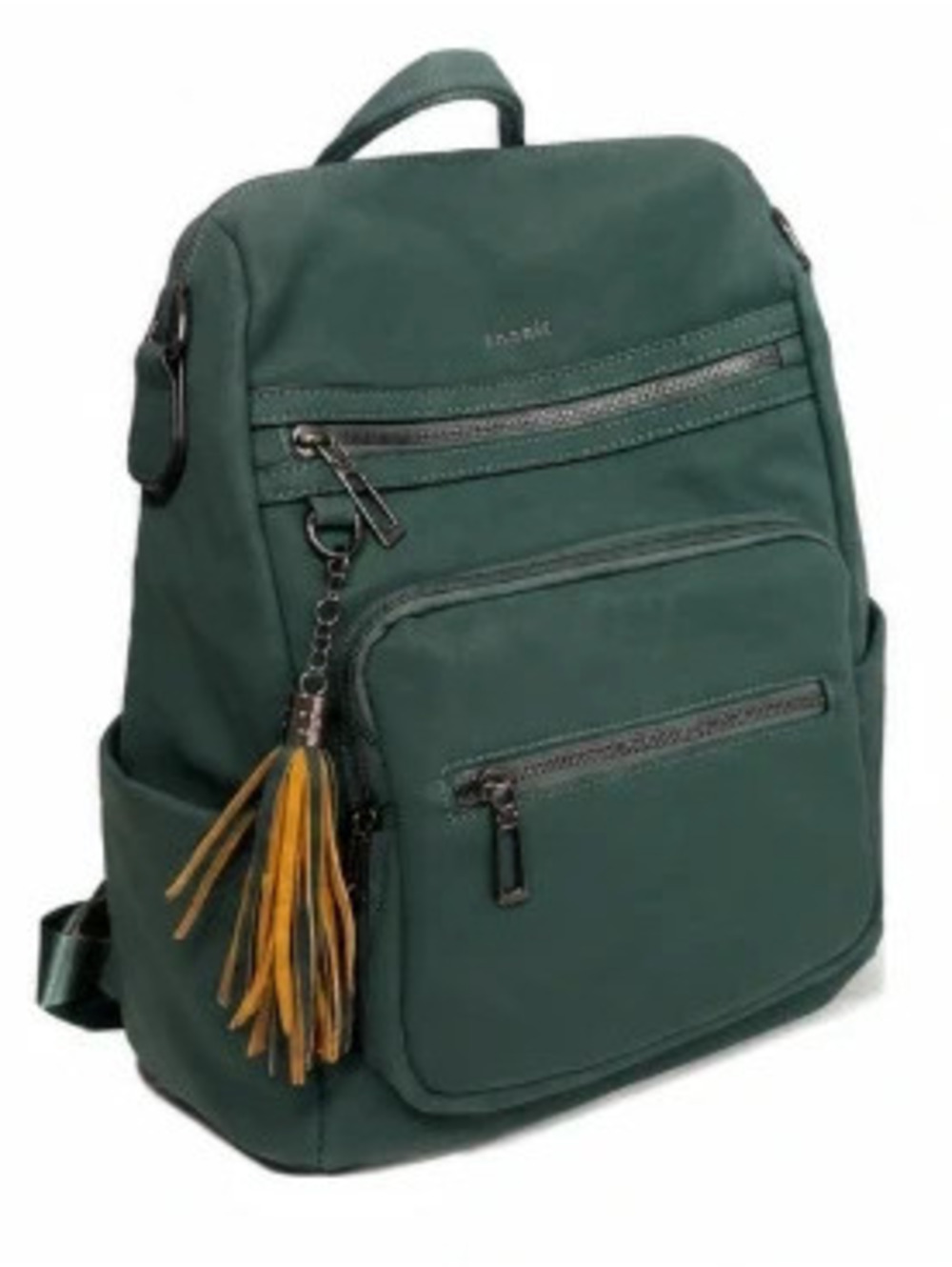 NWT shanli green faux leather backpack purse with tassel